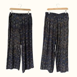 💙🤎 100% Rayon Patterned Pull On Wide Leg Pants w/ Pockets